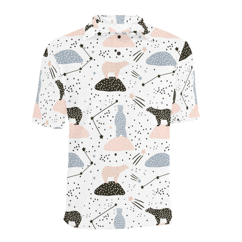 Polar bears star poka dot pattern Men's All Over Print Polo Shirt
