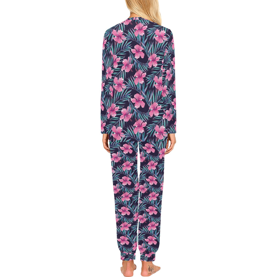 Hibiscus Pattern Print Design 05 Women's All Over Print Pajama Set