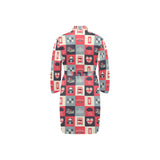 British Pattern Print Design 05 Men's Long Sleeve Belted Night Robe
