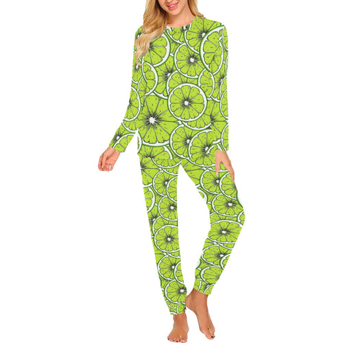 Slices of Lime design pattern Women's All Over Print Pajama Set