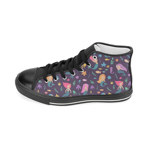 beautiful mermaid Fish jellyfish algae other marin Women's High Top Canvas Shoes Black