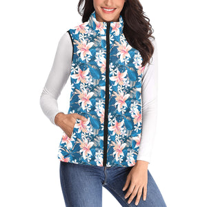 Hibiscus Pattern Print Design 02 Women's Padded Vest