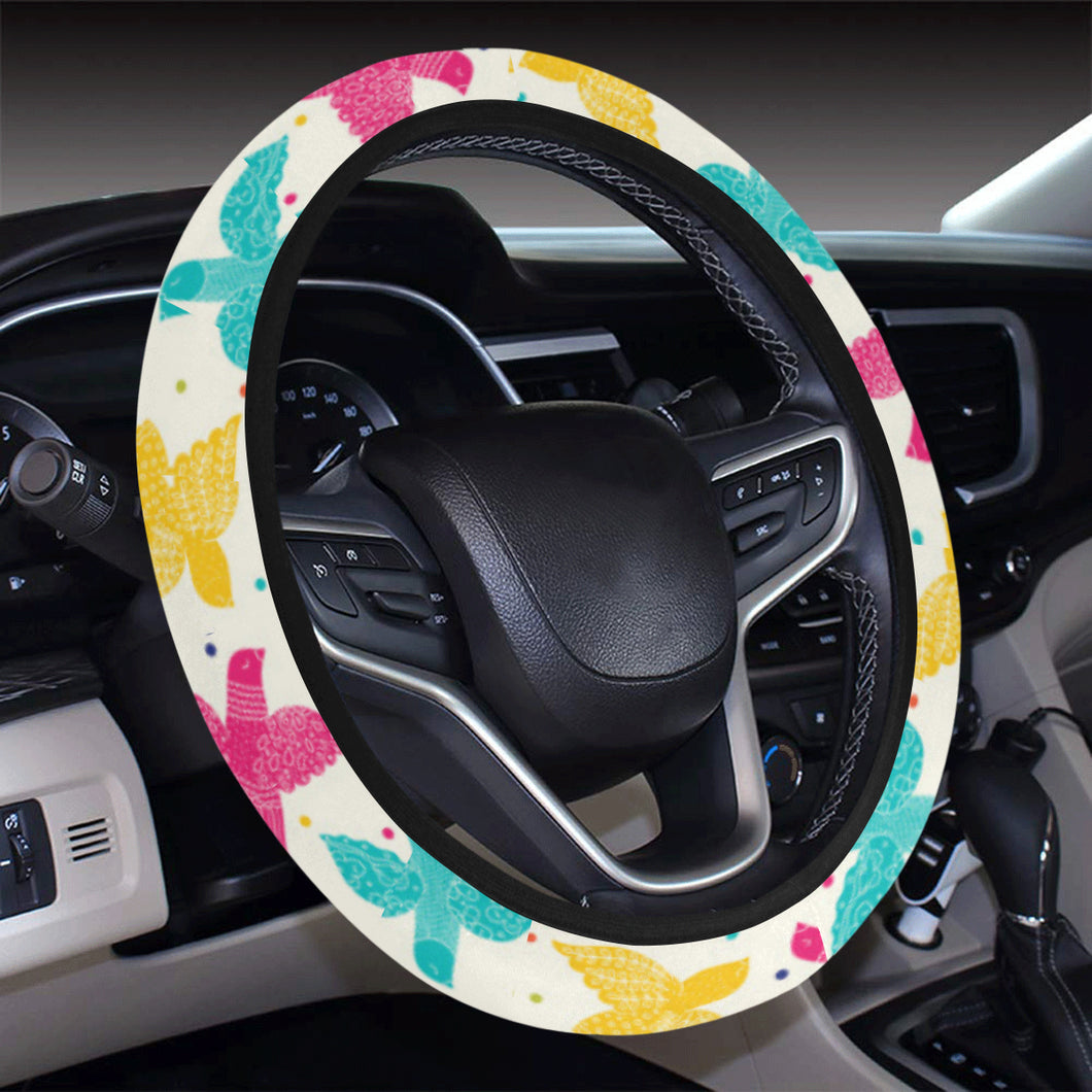Pigeon Pattern Print Design 01 Car Steering Wheel Cover