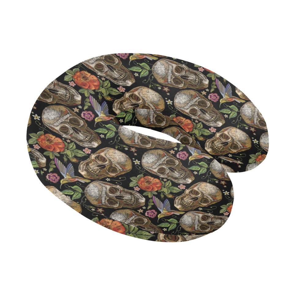 Skull rose humming bird flower pattern U-Shaped Travel Neck Pillow