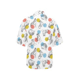 Siberian husky and colorful circle pattern Women's All Over Print Hawaiian Shirt