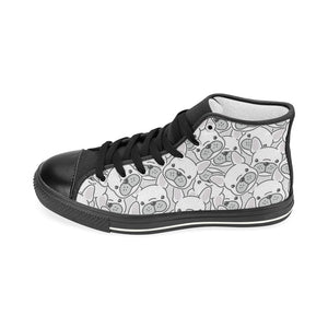 Cute french bulldog head pattern Women's High Top Canvas Shoes Black