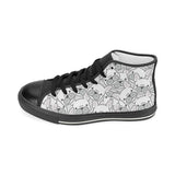 Cute french bulldog head pattern Women's High Top Canvas Shoes Black