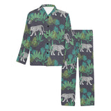 white bengal tigers tropical plant Men's Long Pajama Set