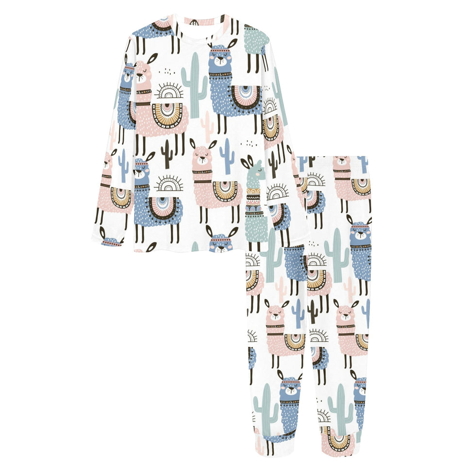 lama Alpaca cactus hand drawn pattern Women's All Over Print Pajama Set