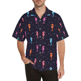 Watercolor colorful seahorse pattern Men's All Over Print Hawaiian Shirt