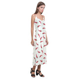 Chili peppers pattern V-Neck Open Fork Long Dress