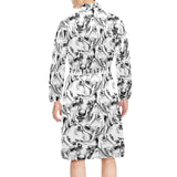 Greyhound Pattern Print Design 01 Men's Long Sleeve Belted Night Robe