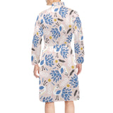Cute peacock pattern Men's Long Sleeve Belted Night Robe