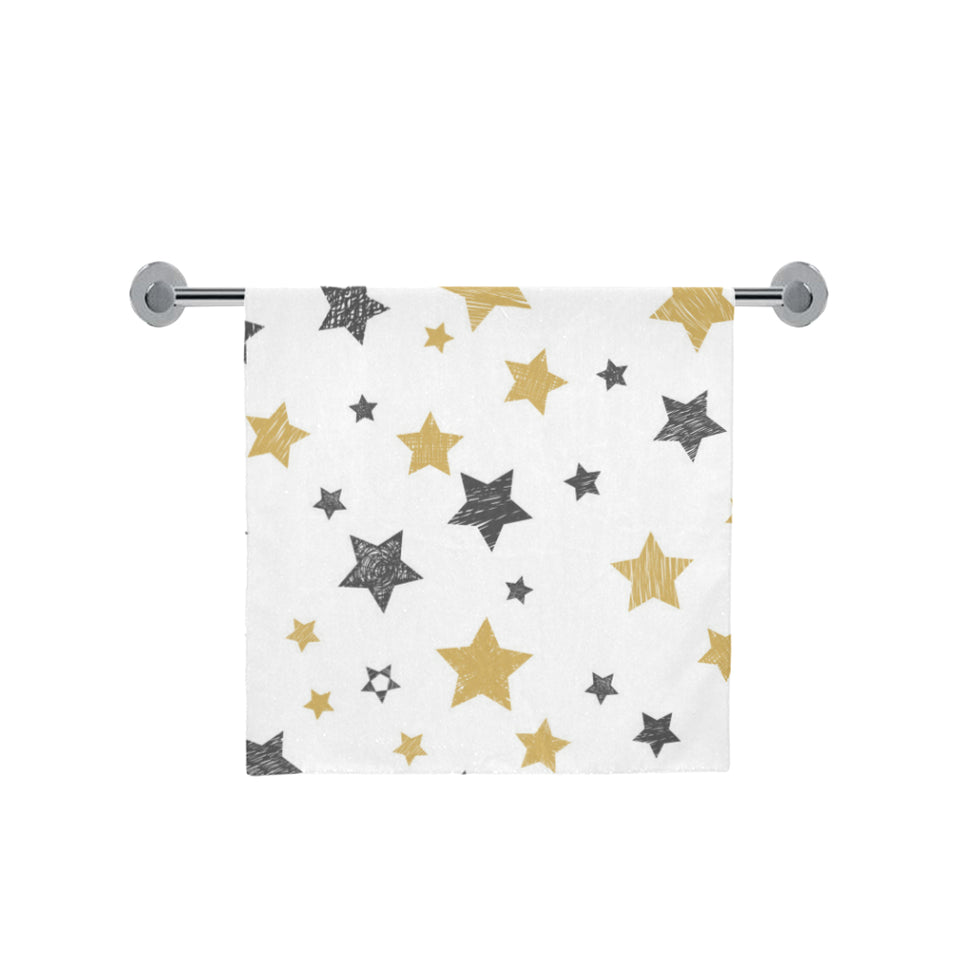 hand drawn gold black star pattern Bath Towel