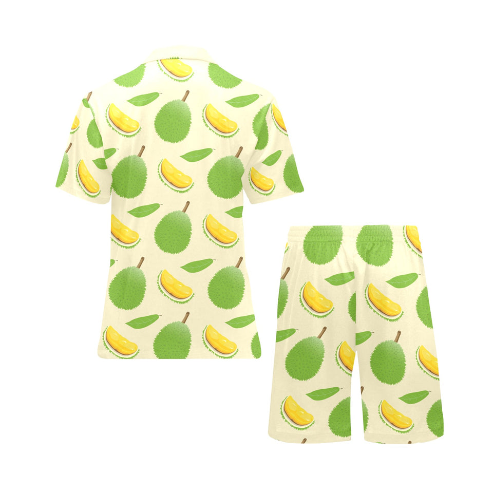 Durian pattern Men's V-Neck Short Pajama Set