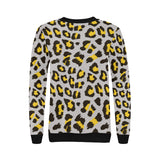 Gray Leopard print pattern Women's Crew Neck Sweatshirt