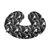 Saxophone music notes treble clef black white them U-Shaped Travel Neck Pillow