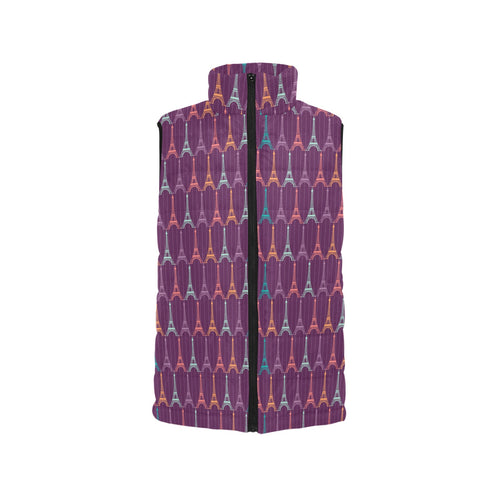 Eiffel Tower Pattern Print Design 05 Men's Padded Vest