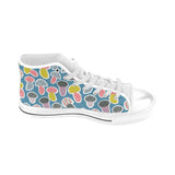 Colorful mushroom design pattern Men's High Top Canvas Shoes White