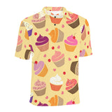 cake cupcake heart cherry pattern Men's All Over Print Polo Shirt