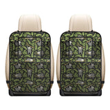 Cute sloths tropical palm leaves black background Car Seat Back Organizer