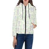 Seahorse shell pattern Women's Padded Hooded Jacket