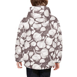 Garlic bulb dark background Kids' Boys' Girls' Padded Hooded Jacket