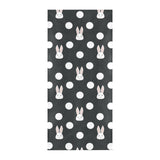 Cute white rabbit polka dots black background Beach Towel