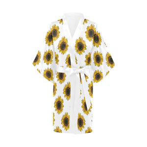 sunflowers design pattern Women's Short Kimono Robe