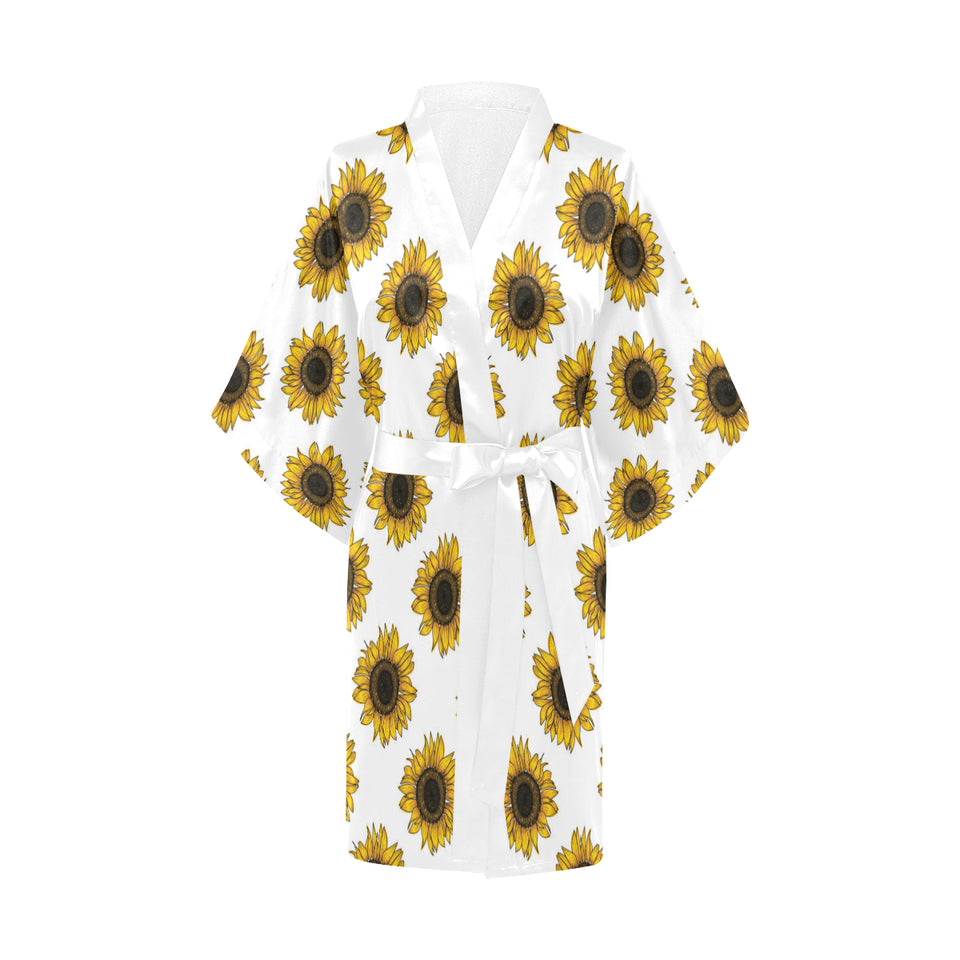 sunflowers design pattern Women's Short Kimono Robe