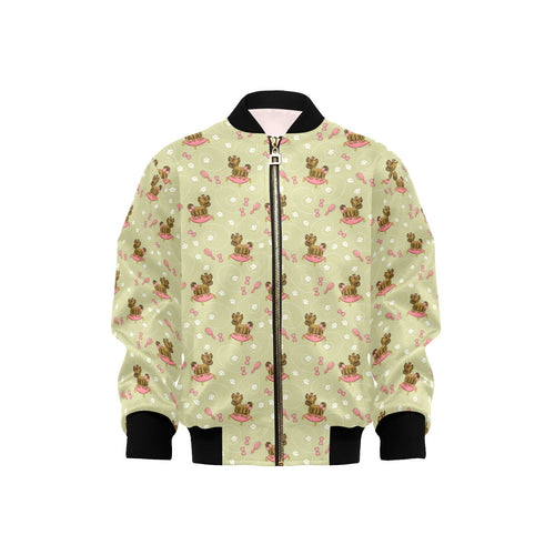 Yorkshire Terrier Pattern Print Design 01 Kids' Boys' Girls' Bomber Jacket