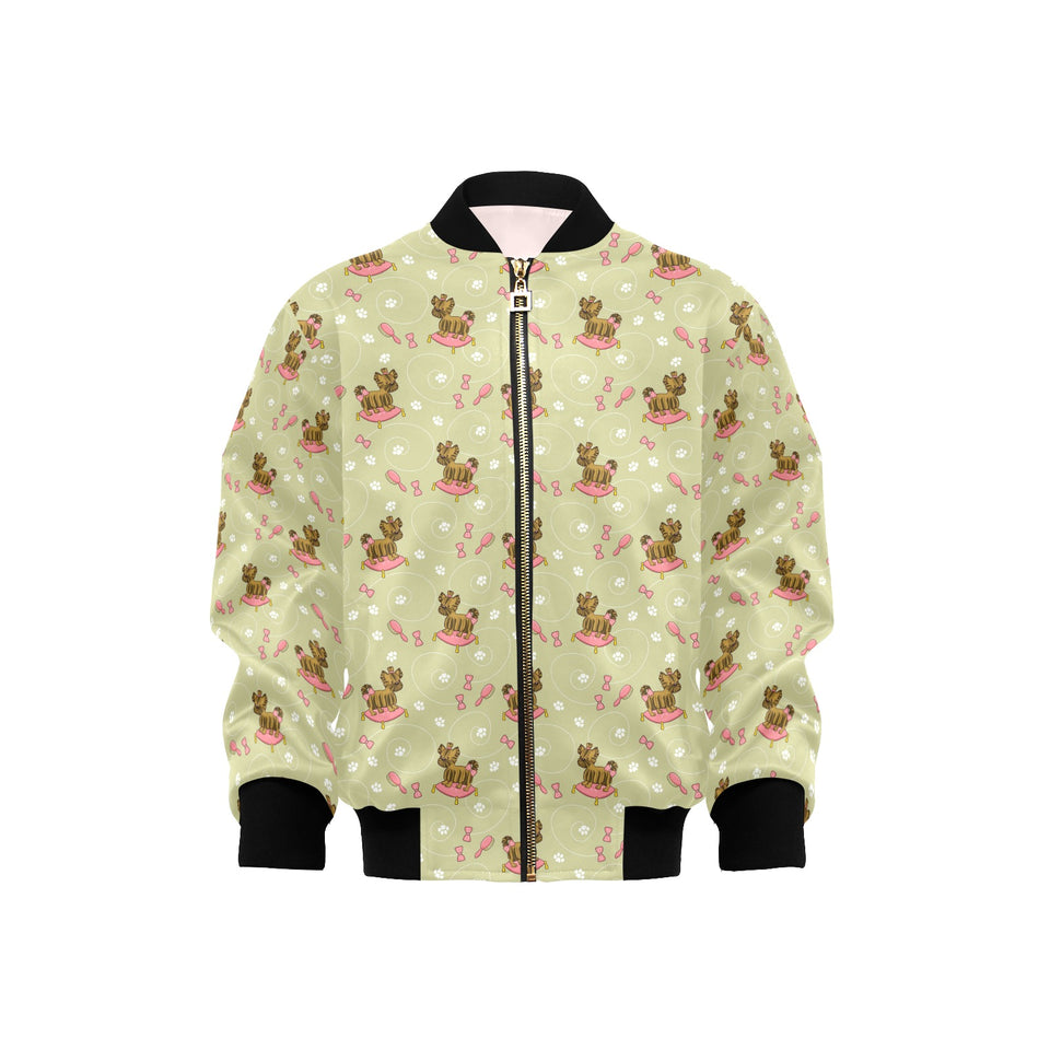 Yorkshire Terrier Pattern Print Design 01 Kids' Boys' Girls' Bomber Jacket