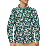 Pelican Pattern Print Design 03 Men's Long Sleeve Polo Shirt