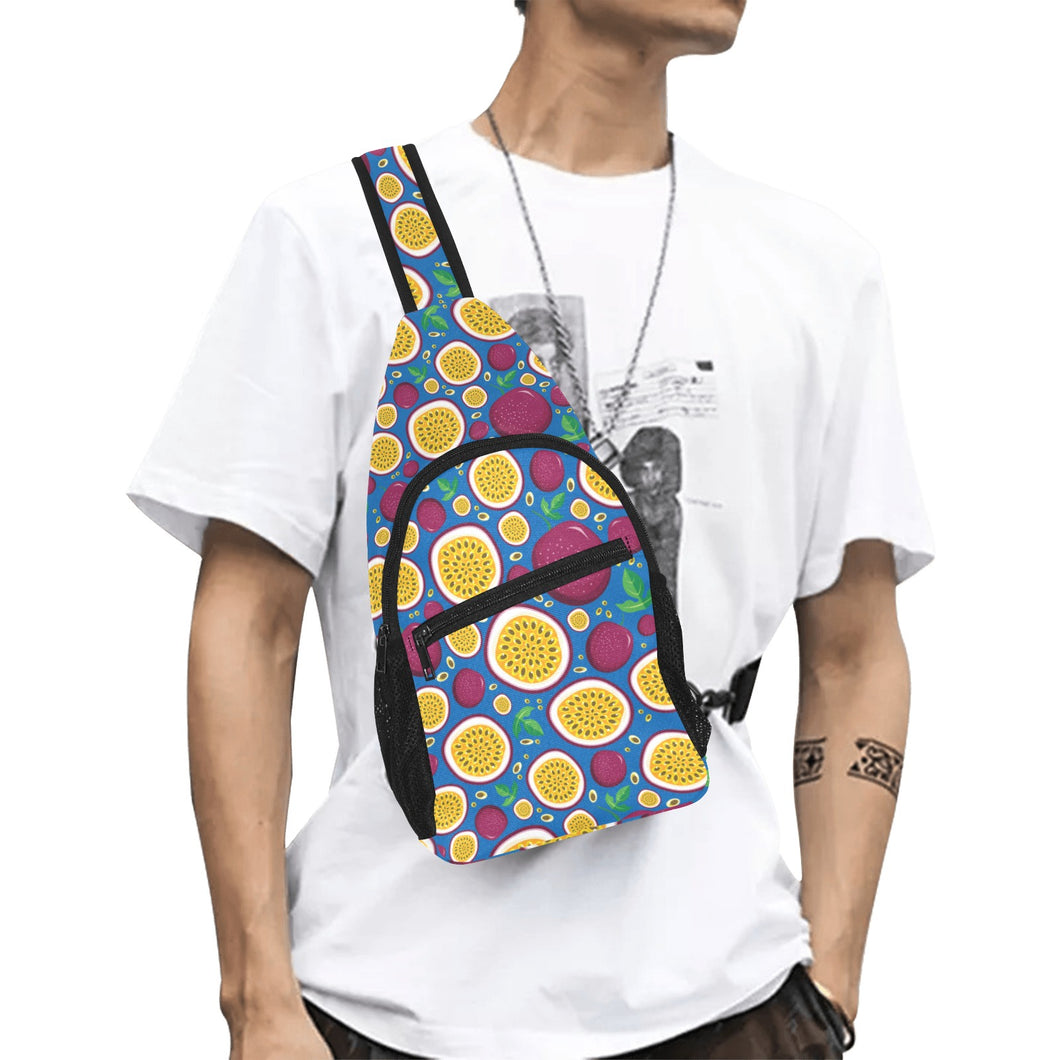 Passion fruit blue background All Over Print Chest Bag