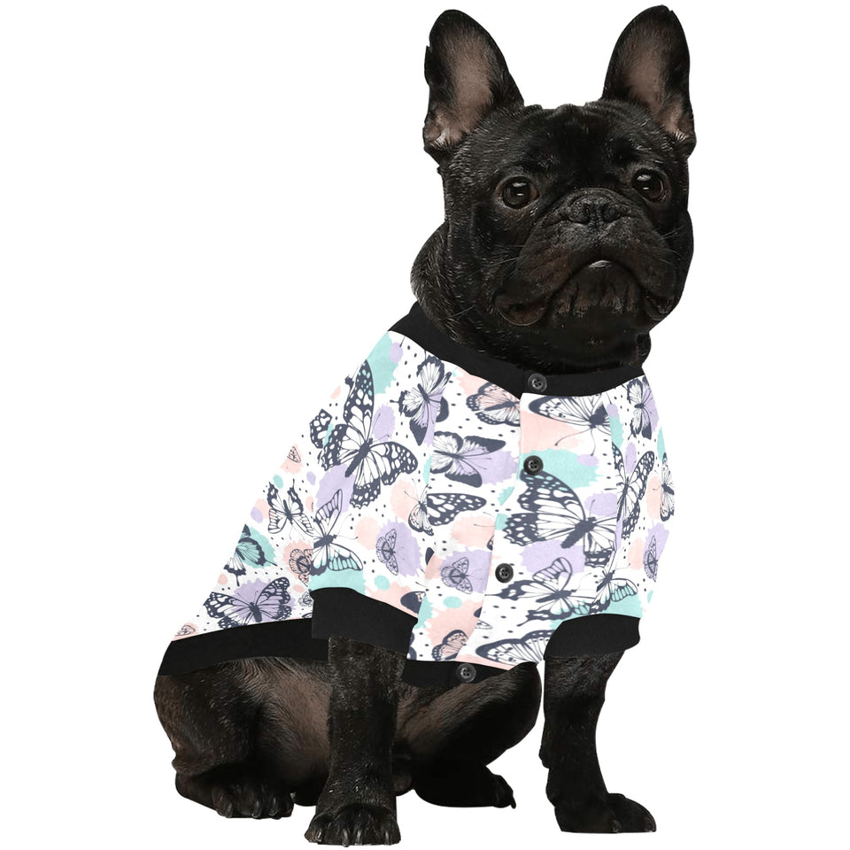 Butterfly pattern All Over Print Pet Dog Round Neck Fuzzy Shirt