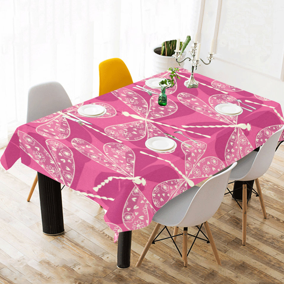 Beautiful dragonfly pink background Tablecloth