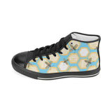 Bee honeycomb pattern Men's High Top Canvas Shoes Black