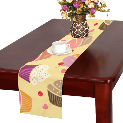 cake cupcake heart cherry pattern Table Runner
