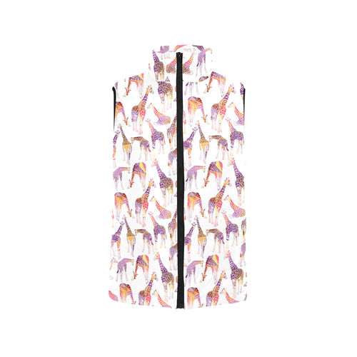 Giraffe Pattern Print Design 02 Women's Padded Vest