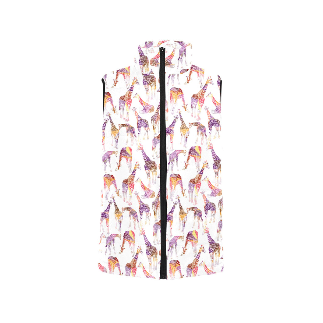 Giraffe Pattern Print Design 02 Women's Padded Vest