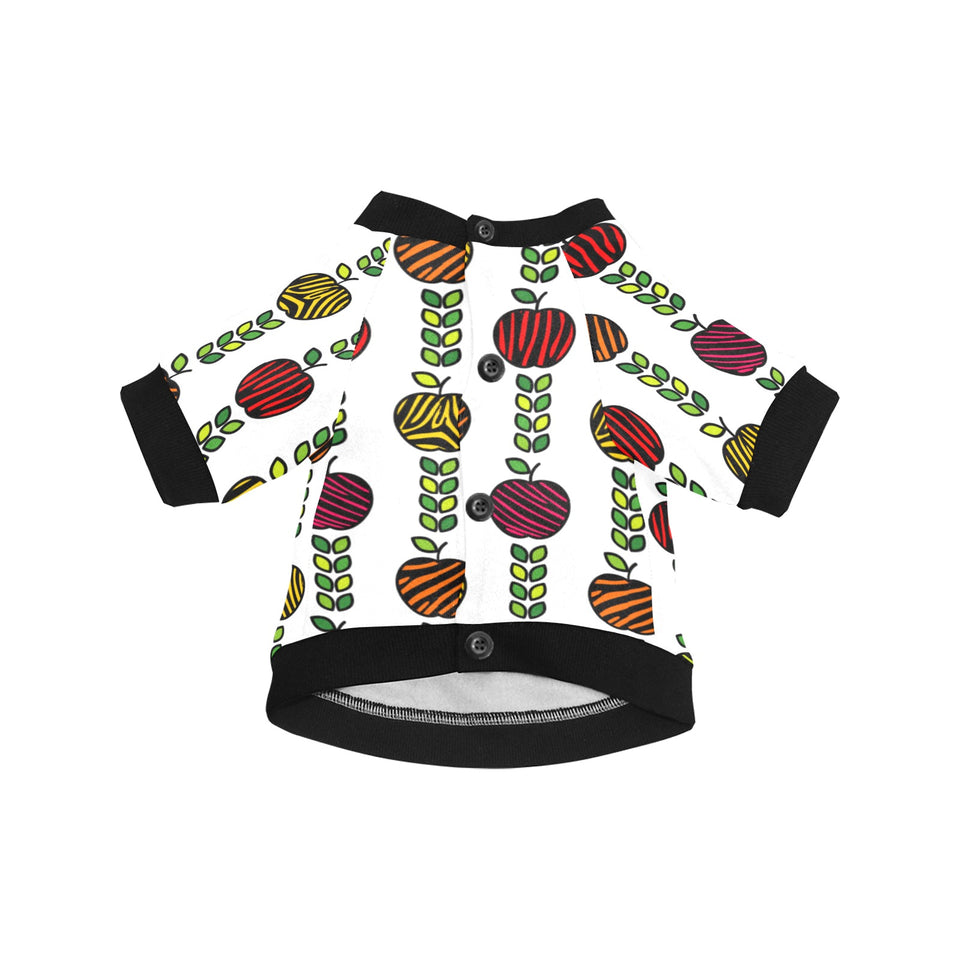 colorful apples leave zebra stripe All Over Print Pet Dog Round Neck Fuzzy Shirt