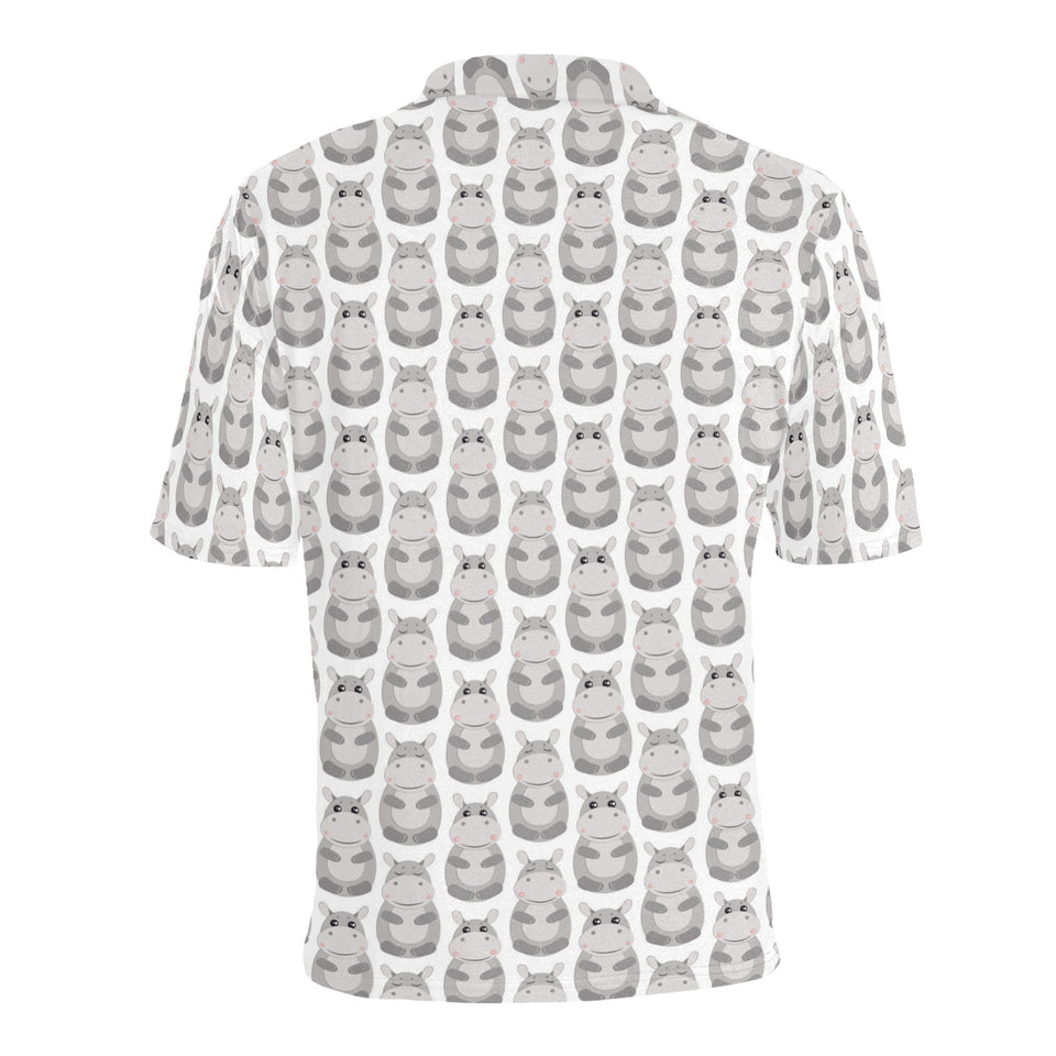 Hippopotamus Pattern Print Design 05 Men's All Over Print Polo Shirt