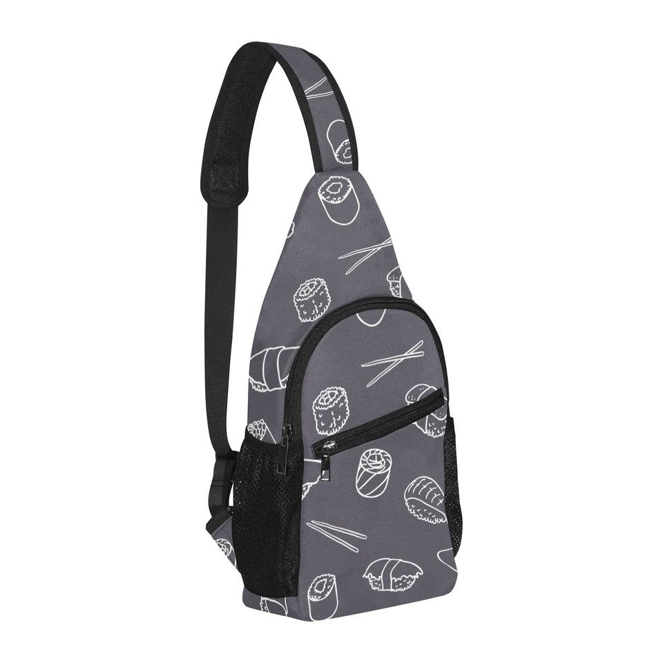 sushi pattern black background All Over Print Chest Bag
