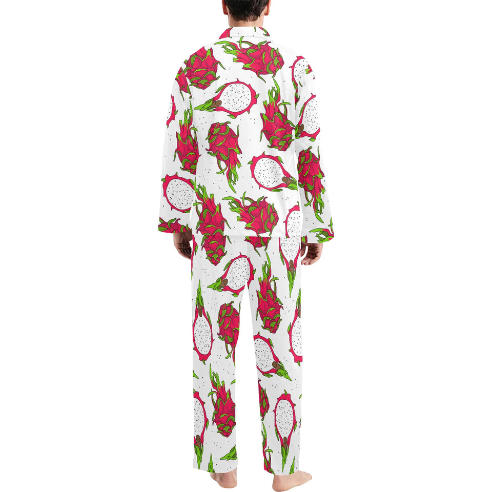 dragon fruits white background Men's Long Pajama Set