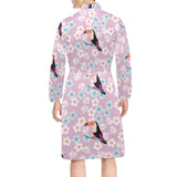 Beautiful toucan flower leaves Men's Long Sleeve Belted Night Robe