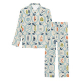 apples leaves pattern Men's Long Pajama Set