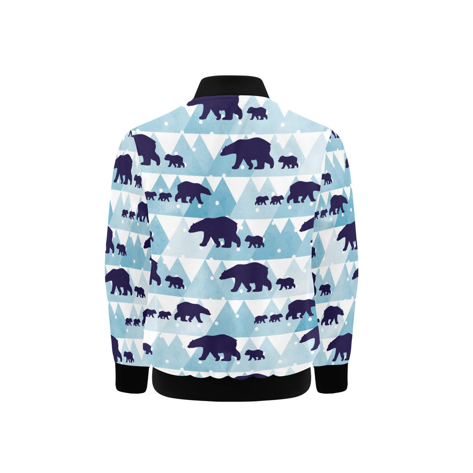 polar bear winter snow pattern Kids' Boys' Girls' Bomber Jacket
