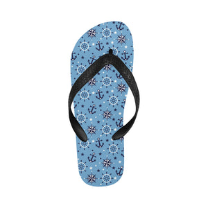 Anchors rudder compass star nautical pattern Unisex Flip Flops