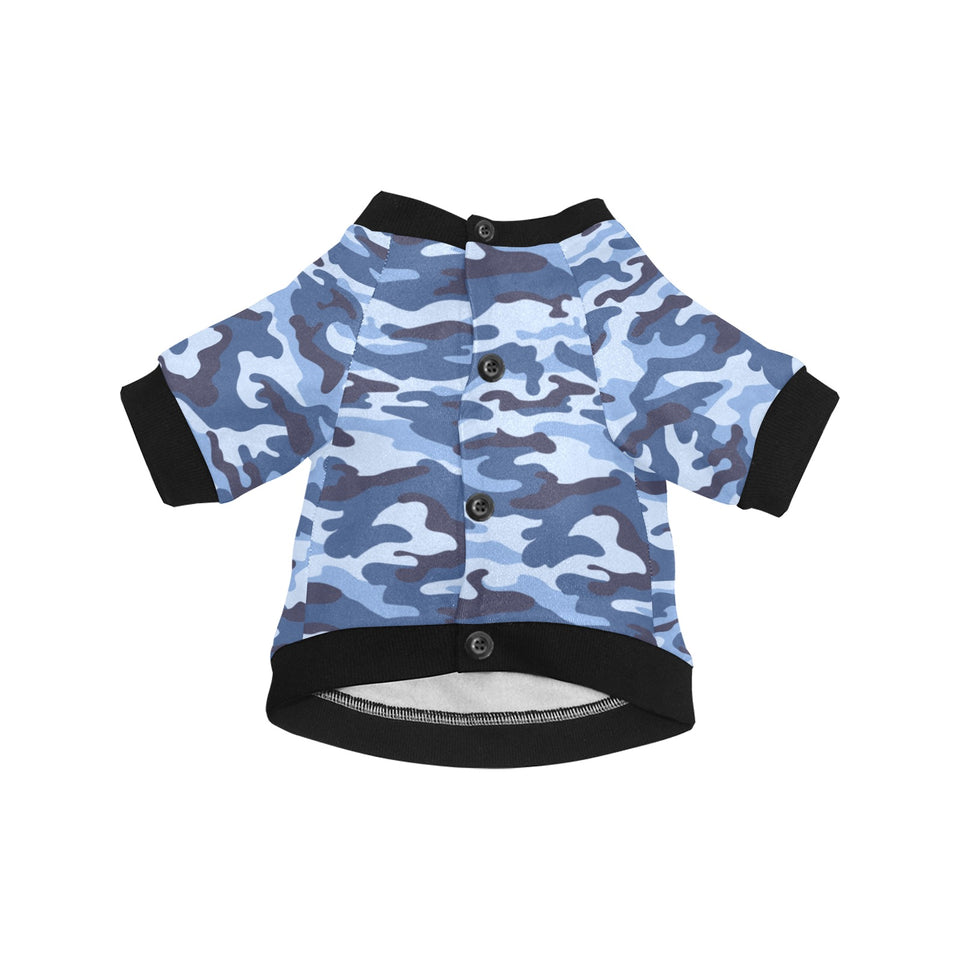 Blue camouflage pattern All Over Print Pet Dog Round Neck Fuzzy Shirt