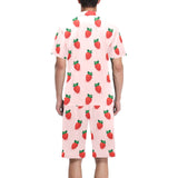 Strawberry beautiful pattern Men's V-Neck Short Pajama Set